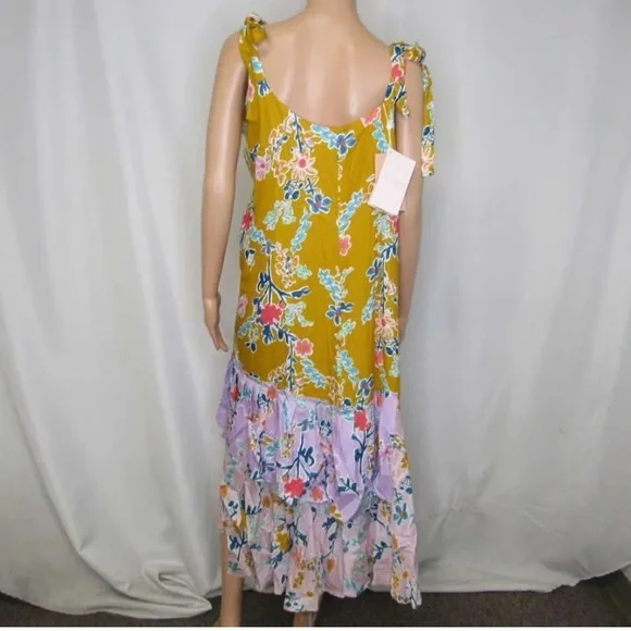 NWT Alivia The Lilly Fantasy Floral Sunshine slip midi tie shoulder summer dress - Picture 10 of 15